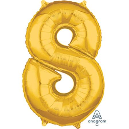 ANAGRAM 26 in. Number 8 Helium Balloon - Gold 89555